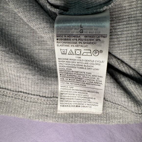 Gap Women's size Large Gray Metallic Silver Thread Long Sleeve Knit Top - Picture 4 of 8